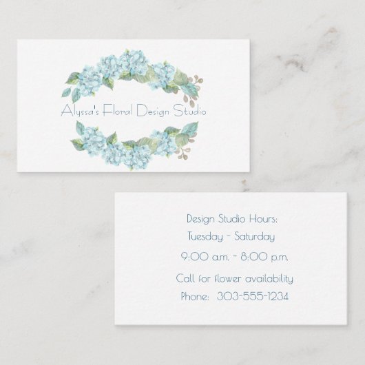 Blue Hydrangeas Visitekaartje (Voorkant / Achterkant)