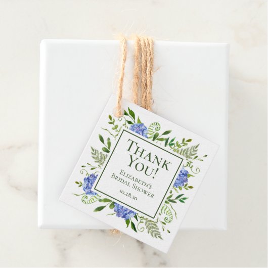 Blue Hydrangeas Vrijgezellenfeest dank u Bedankjes Labels (In situ)