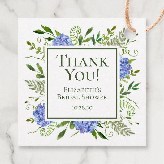 Blue Hydrangeas Vrijgezellenfeest dank u Bedankjes Labels (Achterkant)