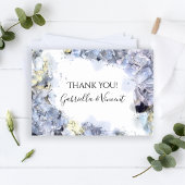 Blue Hydrangeas Watercolor Mariage Merci Note