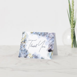 Blue Hydrangeas Watercolor Mariage Merci Note