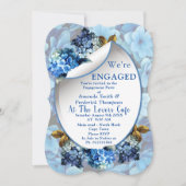 Blue Hydrangeas Waterverf Flowers Verloving Kaart (Voorkant)