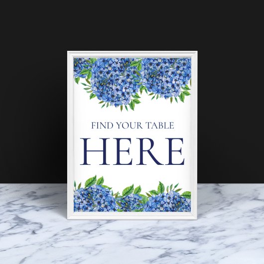 Blue Hydrangeas Waterverf Weddenschap Je tabel vin Poster