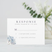 Blue Hydrangeas Waterverf Wedding RSVP Kaartje (Staand voorkant)