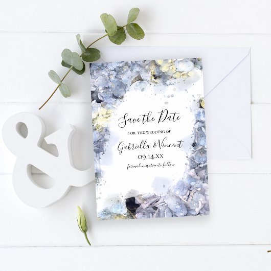 Blue Hydrangeas Waterverf Wedding Save the Date