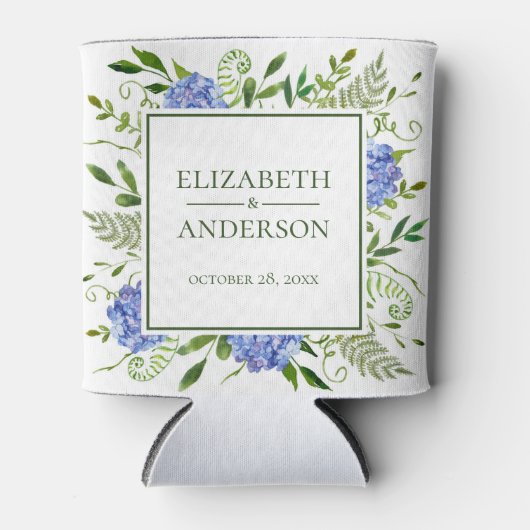 Blue Hydrangeas Wedding Blikjeskoeler (Voorkant)