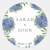 Blue Hydrangeas Wedding Classic Round Sticker (Voorkant)