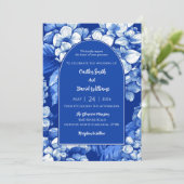 Blue Hydrangeas Wedding Invitation Kaart (Staand voorkant)