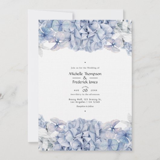Blue Hydrangeas Wedding Kaart (Voorkant)