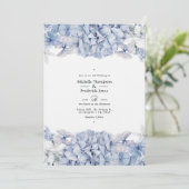 Blue Hydrangeas Wedding Kaart (Staand voorkant)