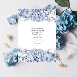 Blue Hydrangeas Wedding Kaart