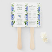 Blue Hydrangeas Wedding Program Handje Fan Handwaaier (Voorkant en achterkant)