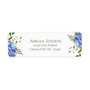 Blue Hydrangeas Wedding Retour Adres Etiket