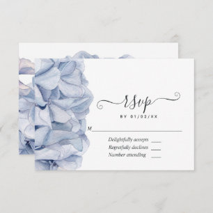 Blue Hydrangeas Wedding RSVP Kaartje