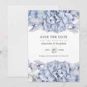 Blue Hydrangeas Wedding Save The Date (Voorkant / Achterkant)