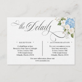 Blue Hygrangea Script Details Enclosure Card Informatiekaartje
