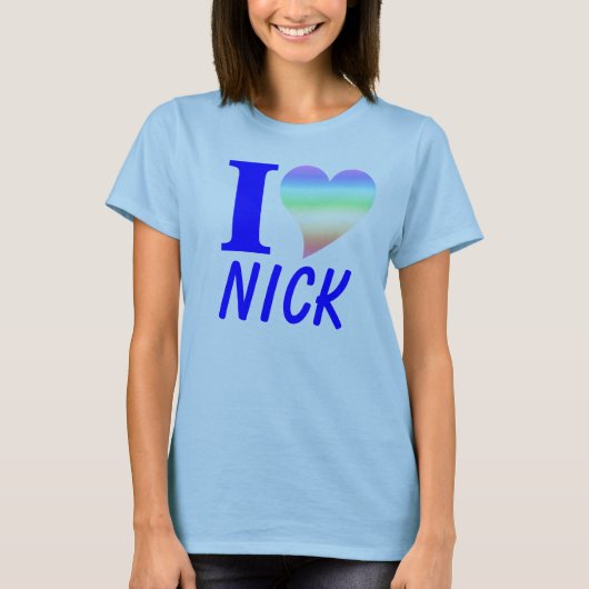 Blue I Heart Nick T-shirt (Voorkant)