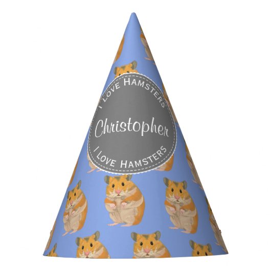 Blue I hou van Hamsters Hamster Pattern Feesthoedjes (Voorkant)