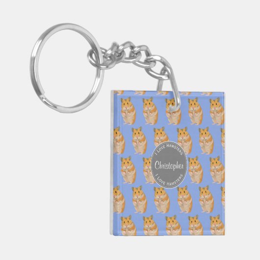 Blue I hou van Hamsters Hamster Pattern Sleutelhanger (Voorkant Links)