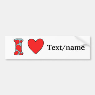 Blue i love costomized bumpersticker