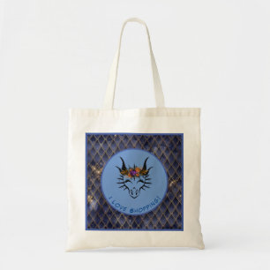 Blue I Love Shopping Dragon Head & Scales Canvas t Tote Bag