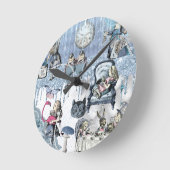 Blue Ice Alice in Wonderland Glitter Ronde Klok (Hoek)