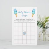 Blue Ice Cream Baby shower Bingo Game (Staand voorkant)