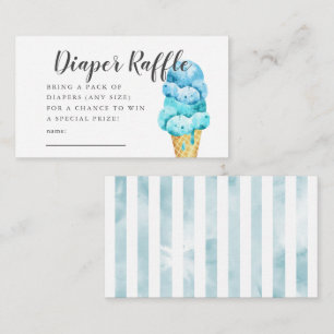 Blue Ice Cream Baby shower Luier Raffle Ticket Informatiekaartje