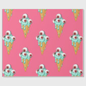 Blue ice cream with eyes. Pink background. Seamles Cadeaupapier (Vlak)
