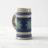 Blue Ice Floral Snowflake Stein Bierpul (Voorkant links)