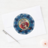 Blue Ice Geometry Custom Photo Holiday Greetings Ronde Sticker (Envelop)