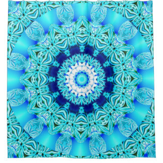 Blue Ice Glass, Abstracte Beauty Aqua Lace Douchegordijn