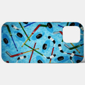 Blue Ice Hockey Thema Case-Mate iPhone Case (Achterkant (horizontaal))