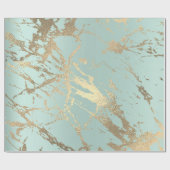 Blue Ice Pastel Gold Marble Shiny Abstract Cadeaupapier (Vlak)