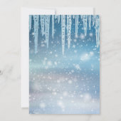 Blue Icicle Sparkly Snow Christmas Party Kaart (Achterkant)