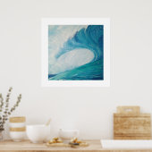 blue image of a wave crashing in the ocean poster (Cuisine)