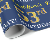 Blue, Imitation Gold look "53rd BIRTHDAY" Cadeaupapier (Rol Hoek)