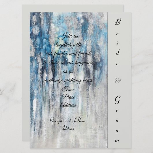 Blue Impression Wedding Uitnodiging (Voorkant / Achterkant)