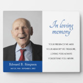Blue in Loing Memory Memorial Poem met foto Fotoplaat (Voorkant)