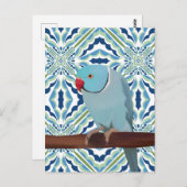 Blue Indian Ringneck Parkiet Briefkaart (Voorkant / Achterkant)