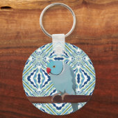 Blue Indian Ringneck Parkiet Sleutelhanger (Voorkant)