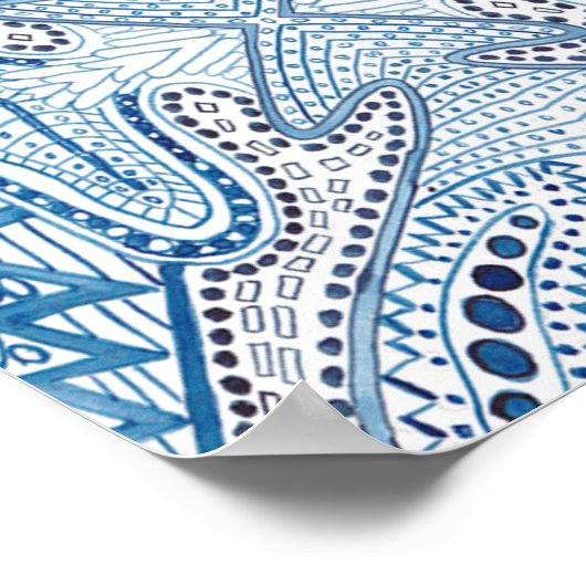 Blue Indigo Abstract Poster (Hoek)