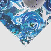 Blue Indigo Floral Monogram Letter Initiaal Tissuepapier (Detail)