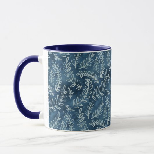 Blue Indigo leveert Twigs Pattern Mok (Links)