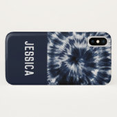 Blue Indigo Shibori Tie Dye Aangepaste naam Case-Mate iPhone Case (Achterkant (horizontaal))
