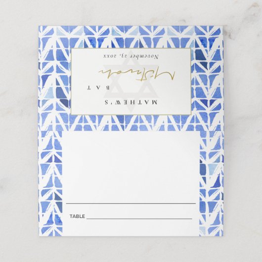 BLUE INDIGO WATERVERF CHEVRON BAR BAT MITZVAH (Buitenkant ongevouwen)