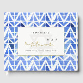 BLUE INDIGO WATERVERF CHEVRON BAR BAT MITZVAH GASTENBOEK (Voorkant)