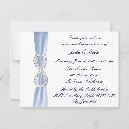 Blue Infinity bruiloft repetitie diner uitnodiging (Voorkant)