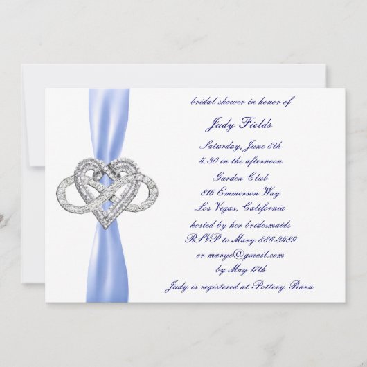 Blue Infinity Coeur nuptiale de douche Invitation (Devant)