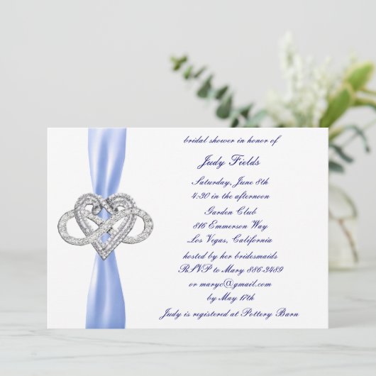 Blue Infinity Coeur nuptiale de douche Invitation (Debout devant)